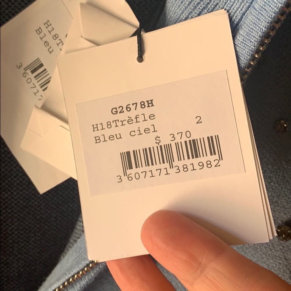 SANDRO Blue Embellished Zip Up Jacket - Picture 7 of 8